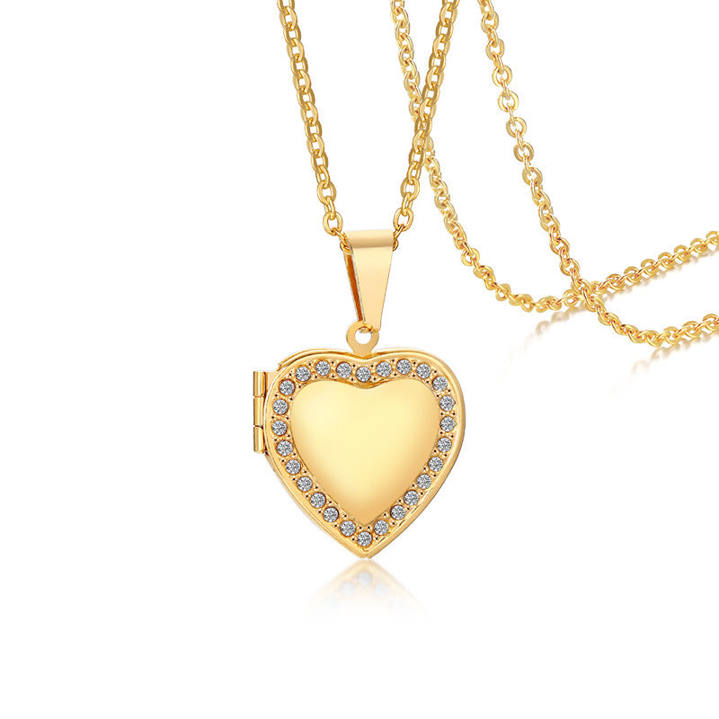 Simple Style Heart Shape Stainless Steel Plating Zircon Pendant Necklace 1 Piece