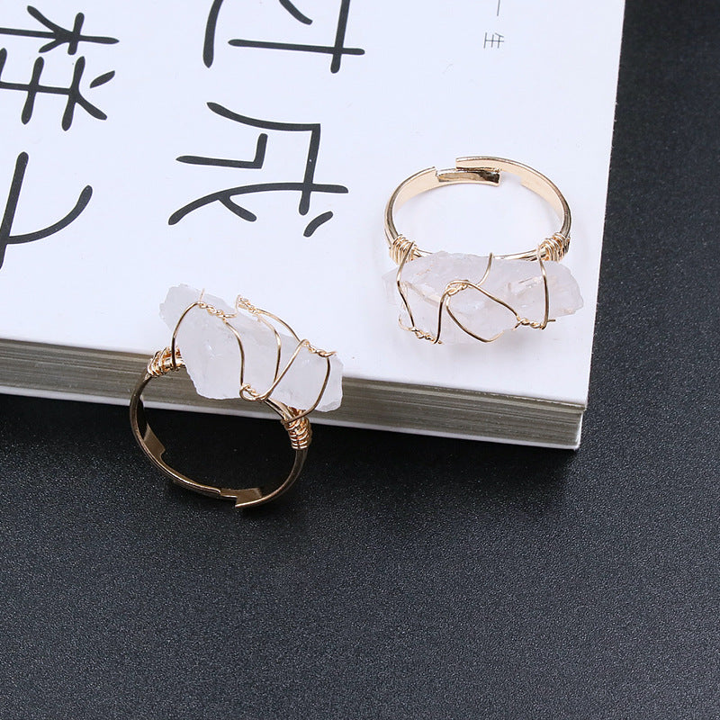 Fashion Irregular Natural Stone Open Ring 1 Piece