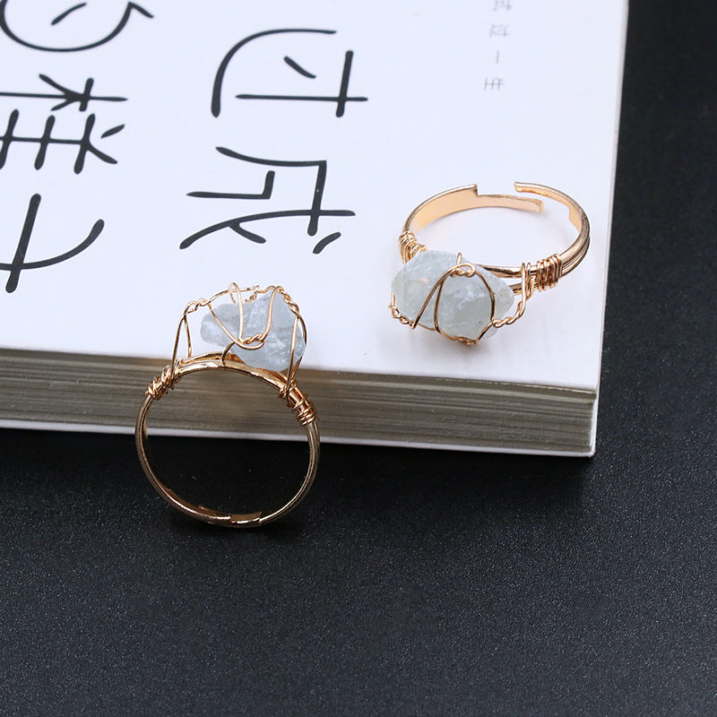 Fashion Irregular Natural Stone Open Ring 1 Piece