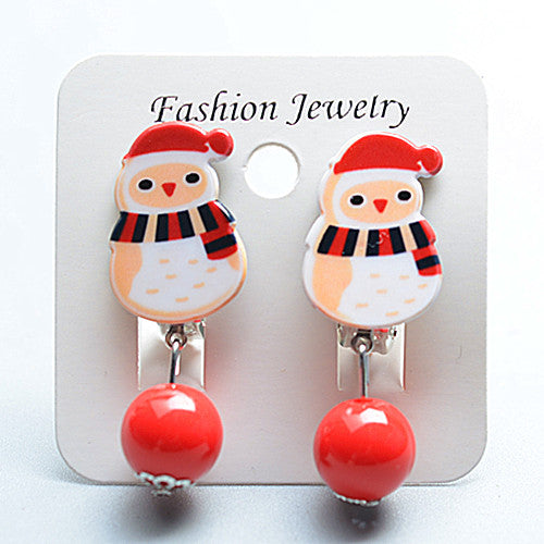 Fashion Christmas Tree Santa Claus Plastic Resin Girl's Drop Earrings Ear Clips 1 Pair