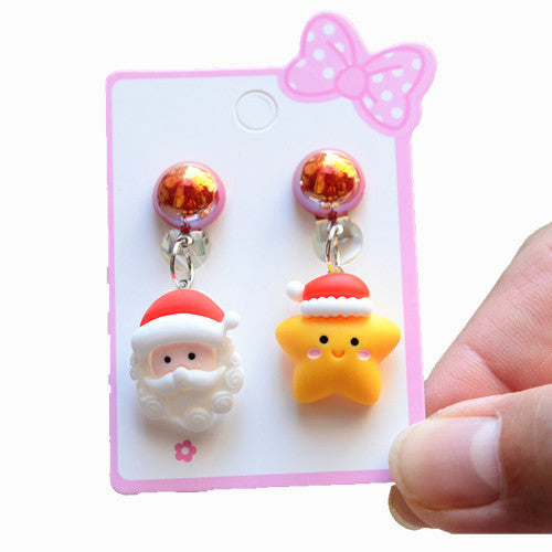 Fashion Santa Claus Plastic Resin Girl's Ear Clips 1 Pair