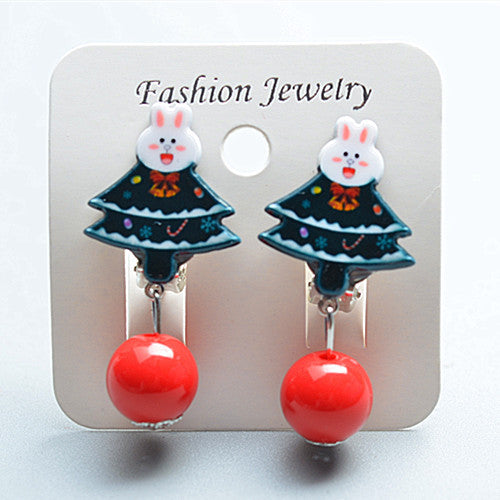 Fashion Christmas Tree Santa Claus Plastic Resin Girl's Drop Earrings Ear Clips 1 Pair