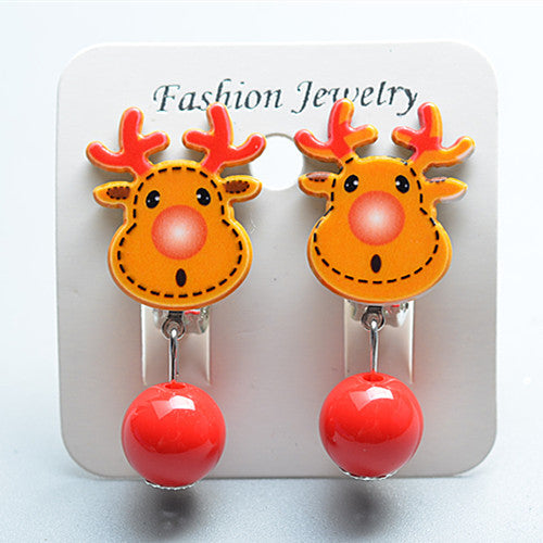 Fashion Christmas Tree Santa Claus Plastic Resin Girl's Drop Earrings Ear Clips 1 Pair