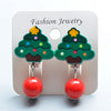 Fashion Christmas Tree Santa Claus Plastic Resin Girl's Drop Earrings Ear Clips 1 Pair