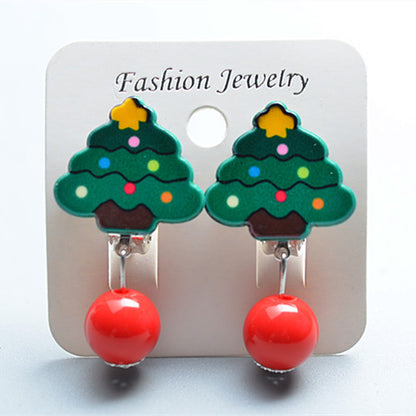 Fashion Christmas Tree Santa Claus Plastic Resin Girl's Drop Earrings Ear Clips 1 Pair