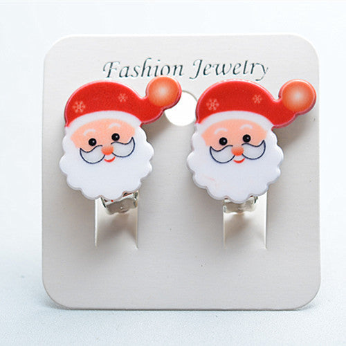 Fashion Christmas Tree Santa Claus Plastic Resin Girl's Drop Earrings Ear Clips 1 Pair