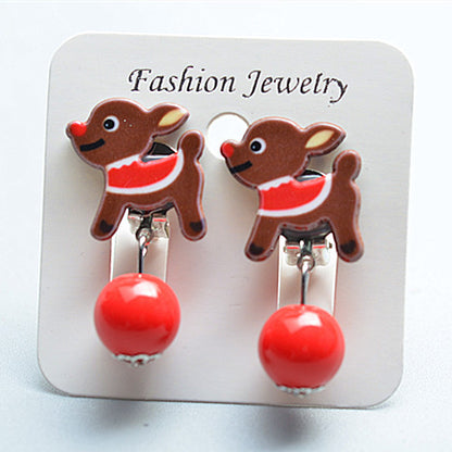 Fashion Christmas Tree Santa Claus Plastic Resin Girl's Drop Earrings Ear Clips 1 Pair