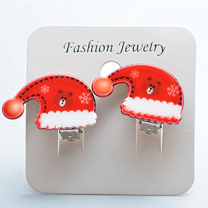 Fashion Christmas Tree Santa Claus Plastic Resin Girl's Drop Earrings Ear Clips 1 Pair