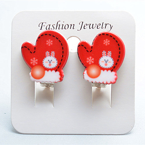 Fashion Christmas Tree Santa Claus Plastic Resin Girl's Drop Earrings Ear Clips 1 Pair