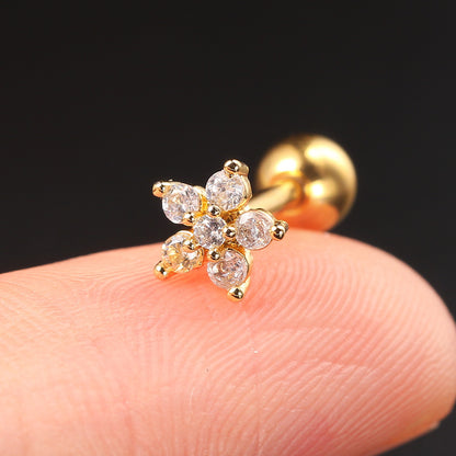 Fashion Geometric Brass Plating Zircon Ear Studs 1 Piece