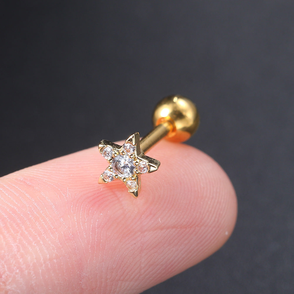 Fashion Geometric Brass Plating Zircon Ear Studs 1 Piece