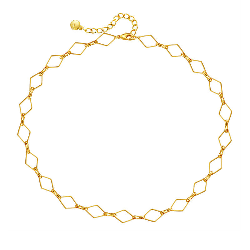 Copper Gold Plated Simple Style Classic Style Rhombus Plating Necklace