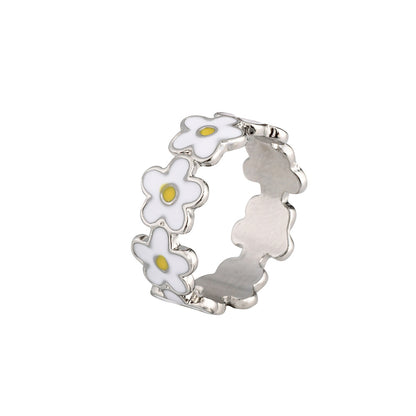 Fashion Flower Butterfly Daisy Alloy Enamel Plating Women's Open Ring Rings