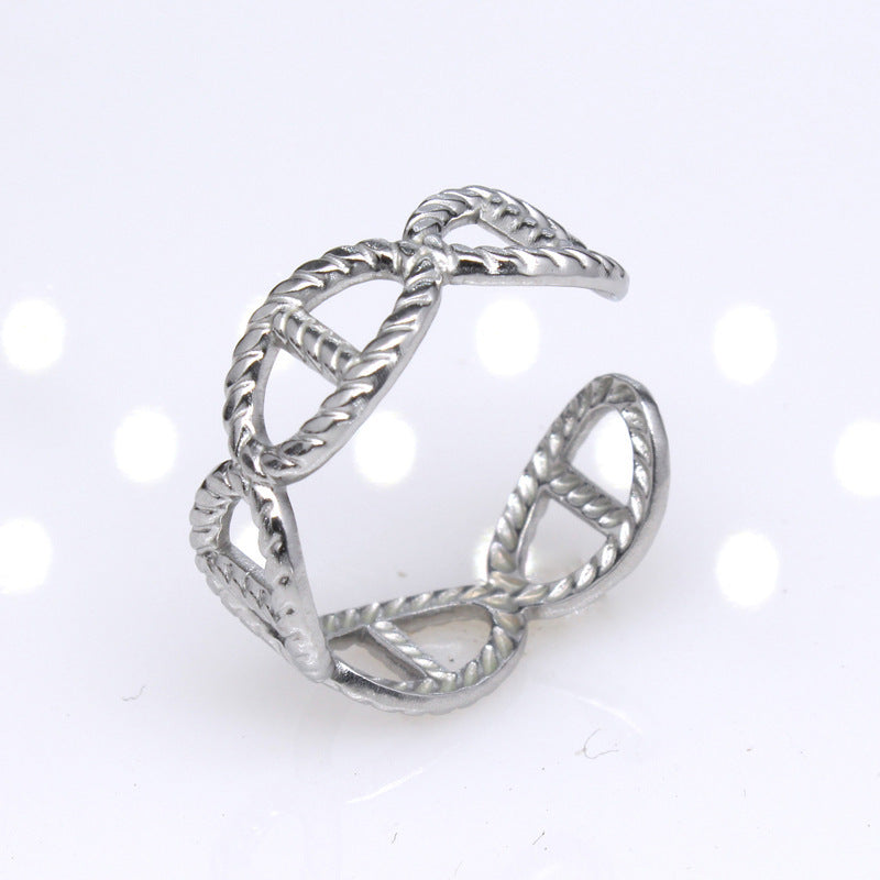 Retro Star Snake Titanium Steel Plating Open Ring 1 Piece