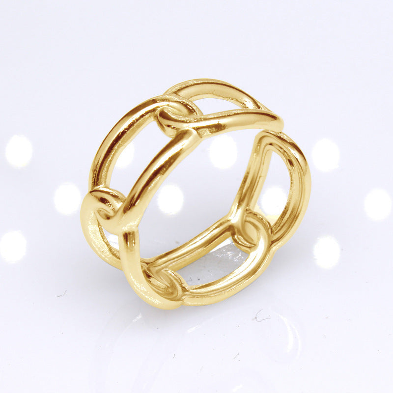 Retro Star Snake Titanium Steel Plating Open Ring 1 Piece