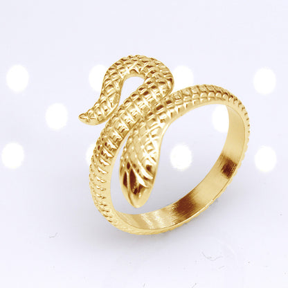 Retro Star Snake Titanium Steel Plating Open Ring 1 Piece