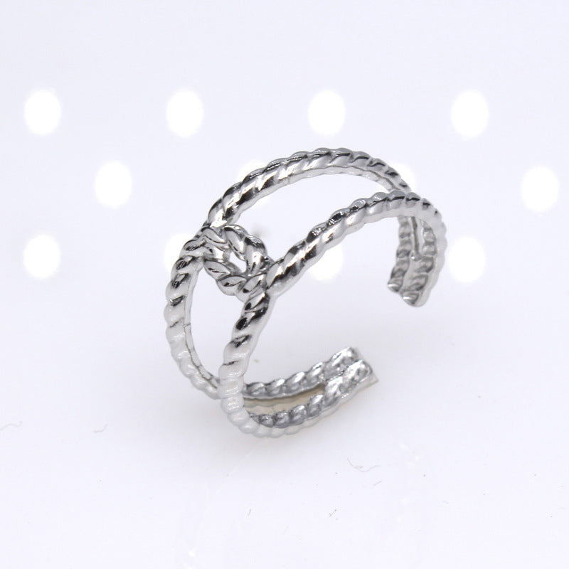 Retro Star Snake Titanium Steel Plating Open Ring 1 Piece