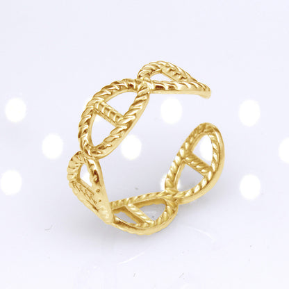 Retro Star Snake Titanium Steel Plating Open Ring 1 Piece