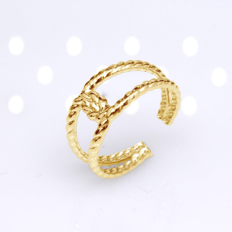 Retro Star Snake Titanium Steel Plating Open Ring 1 Piece