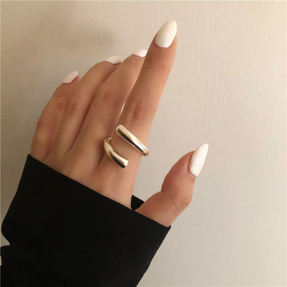 Fashion Solid Color Copper Silver Plated Open Ring 1 Piece