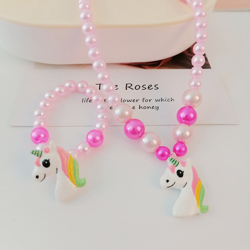 Cute Cartoon Character Resin Beaded Kid's Necklace 1 Piece