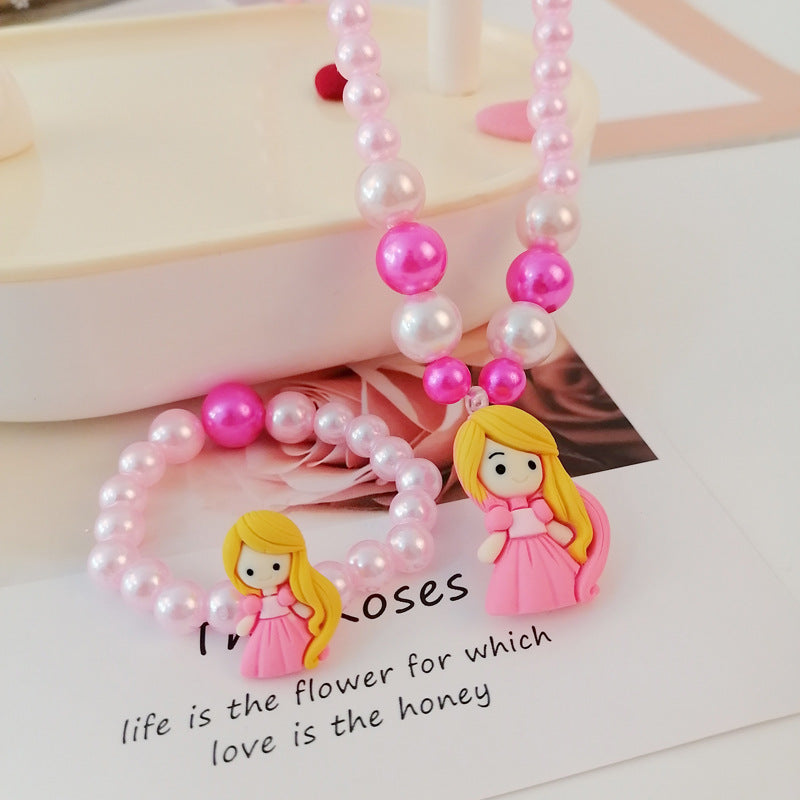 Cute Cartoon Character Resin Beaded Kid's Necklace 1 Piece