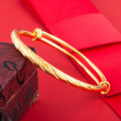 Chinoiserie Geometric Copper Gold Plated Bangle