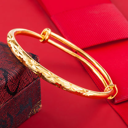 Chinoiserie Geometric Copper Gold Plated Bangle