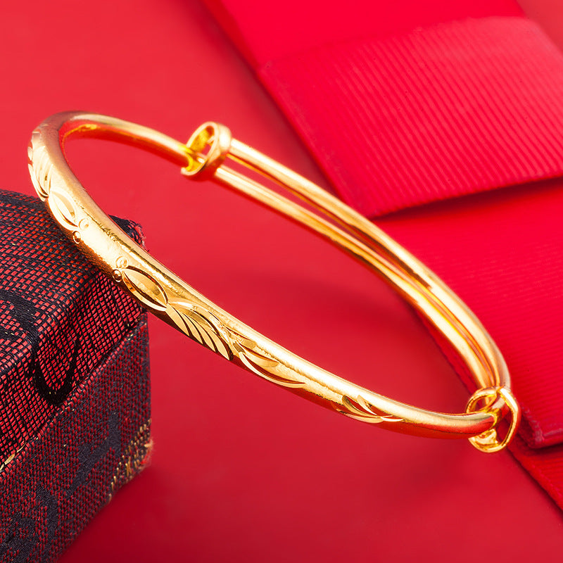 Chinoiserie Geometric Copper Gold Plated Bangle