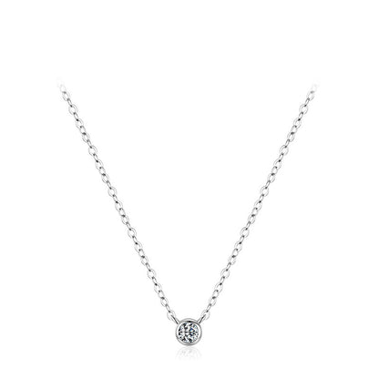 Fashion Round Silver Plating Inlay Zircon Necklace