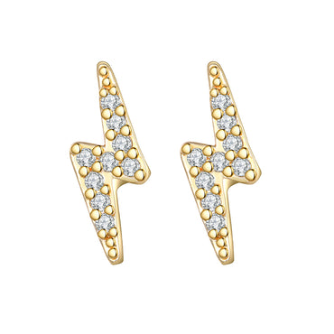 Simple Style Lightning Copper Gold Plated Zircon Ear Studs 1 Pair