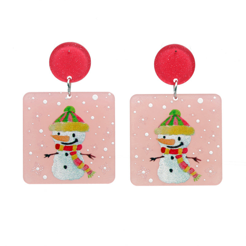 1 Pair Fashion Christmas Tree Santa Claus Snowman Arylic Earrings