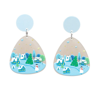 1 Pair Fashion Christmas Tree Santa Claus Snowman Arylic Earrings