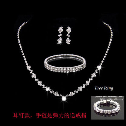 Fashion Flower Alloy Inlay Rhinestones Women's Bracelets Earrings Necklace