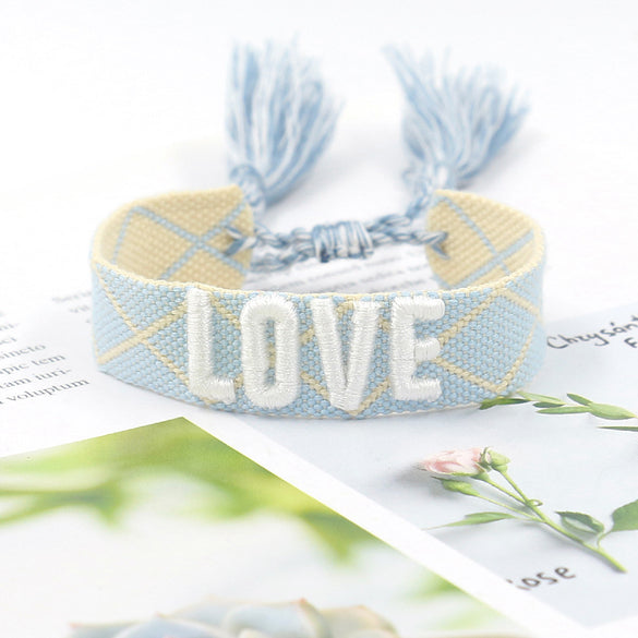 1 Piece Fashion Love Polyester Embroidery Handmade Tassel Unisex Bracelets