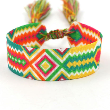 1 Piece Ethnic Style Stripe Plaid Polyester Embroidery Tassel Unisex Bracelets