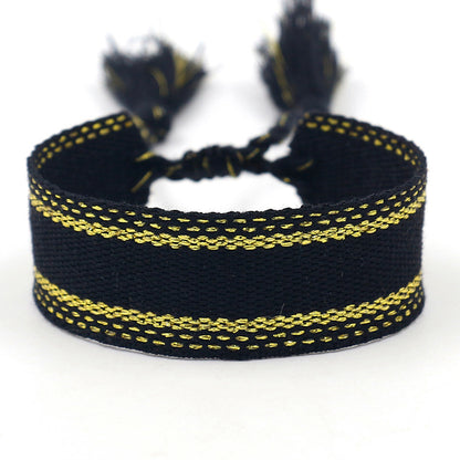 1 Piece Ethnic Style Stripe Plaid Polyester Embroidery Tassel Unisex Bracelets