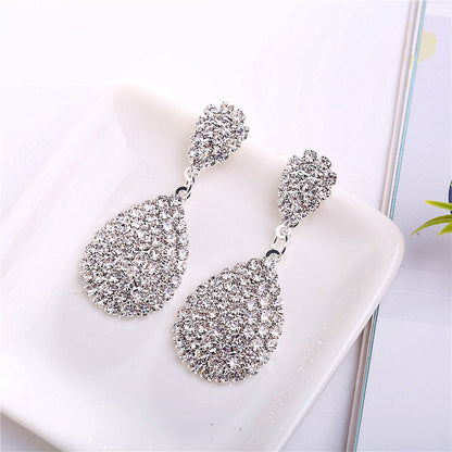 1 Pair Simple Style Water Droplets Inlay Alloy Rhinestones Drop Earrings