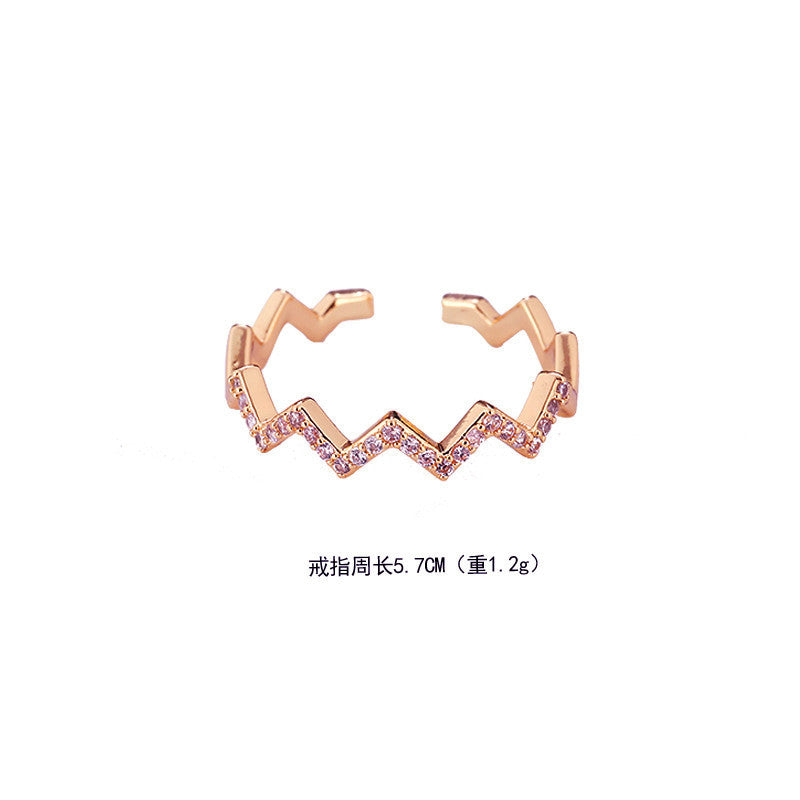 Simple Style Geometric Copper Plating Zircon Rings 1 Piece