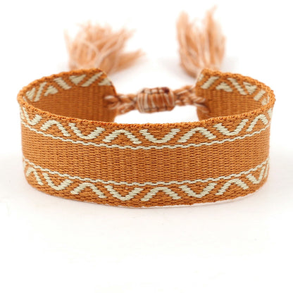 1 Piece Ethnic Style Stripe Plaid Polyester Embroidery Tassel Unisex Bracelets