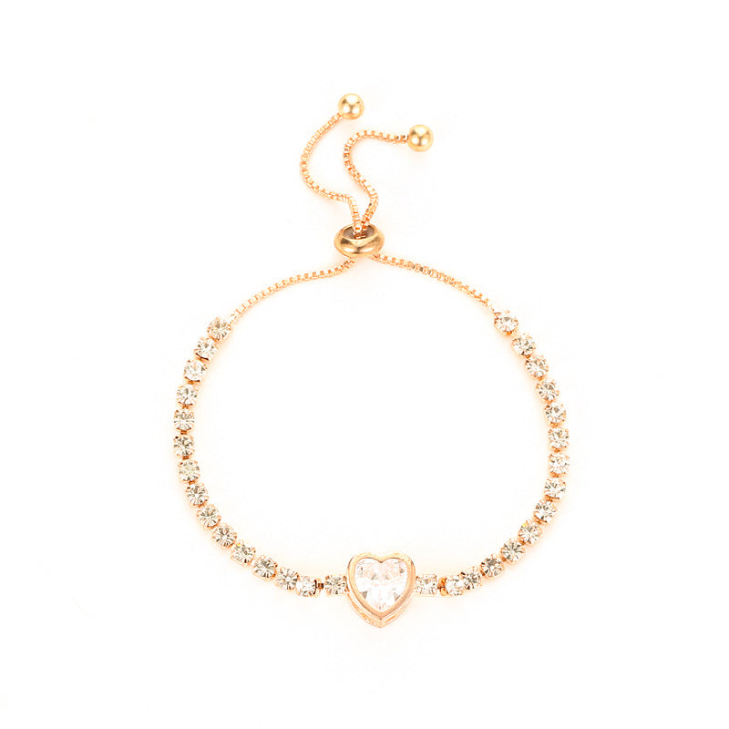 Simple Style Heart Shape Copper Inlay Zircon Bracelets 1 Piece