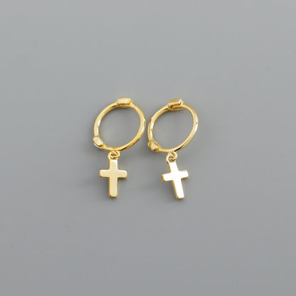 Simple Style Cross Sterling Silver Cross Earrings