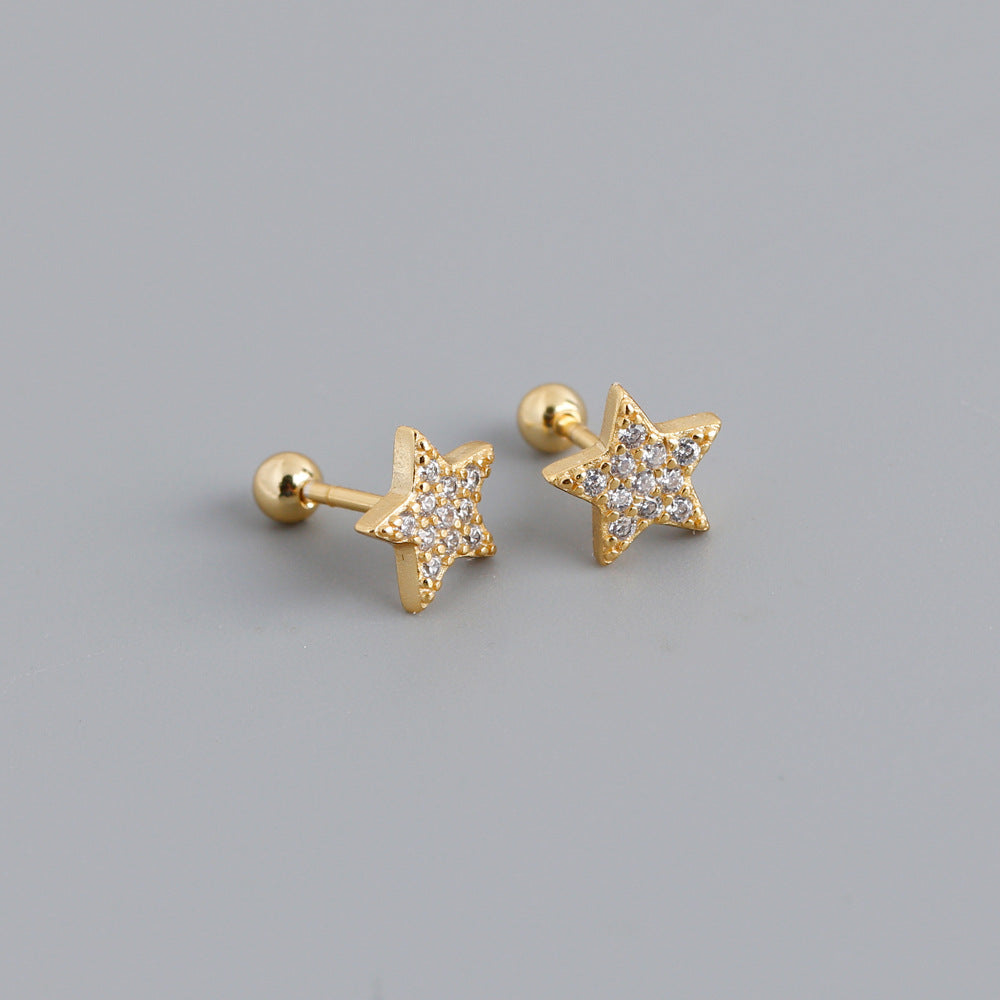 Fashion Star Sterling Silver Inlay Zircon Ear Studs 1 Pair