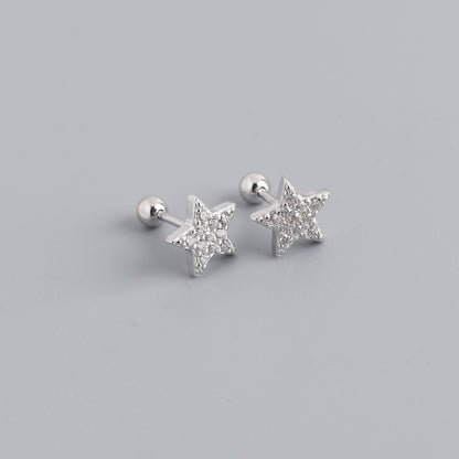 Fashion Star Sterling Silver Inlay Zircon Ear Studs 1 Pair