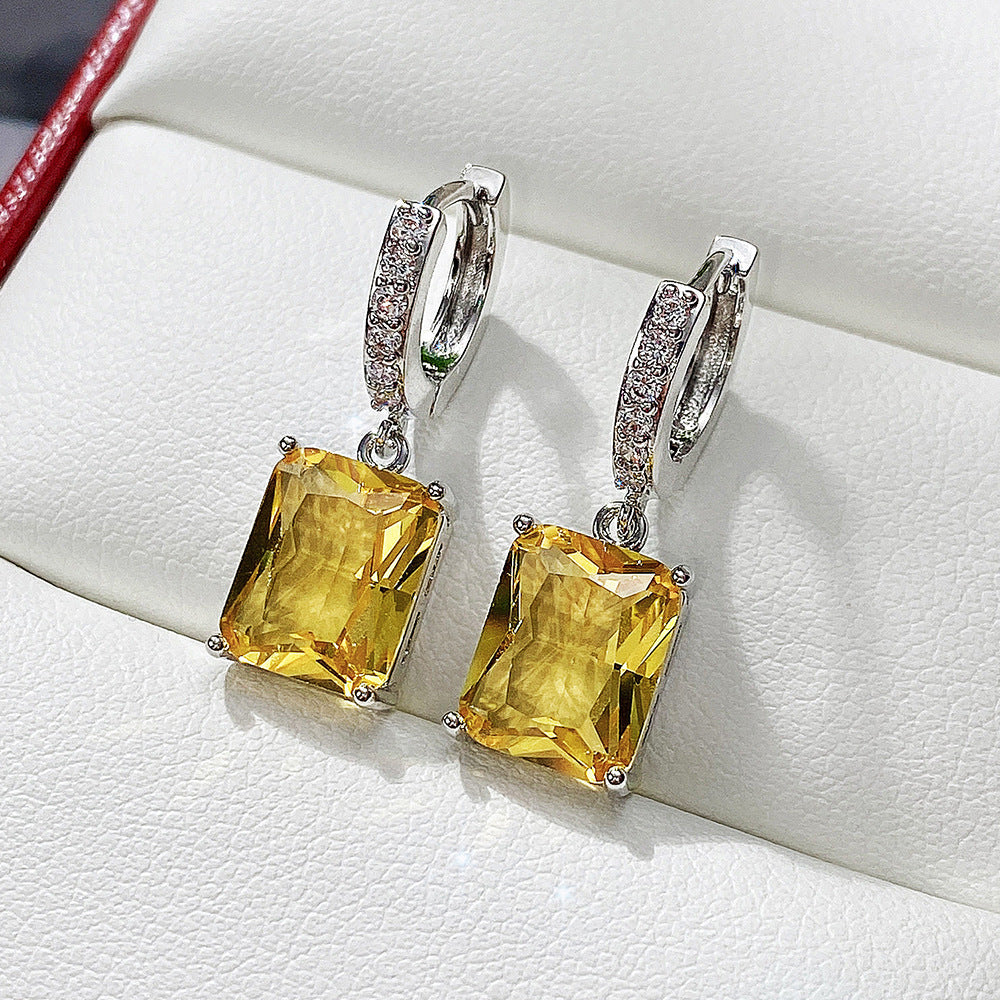 Fashion Square Copper Inlay Zircon Drop Earrings 1 Pair