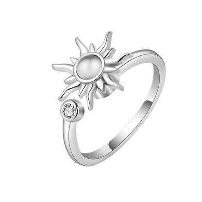 Casual Simple Style Sunflower Copper Plating Inlay Zircon Open Ring