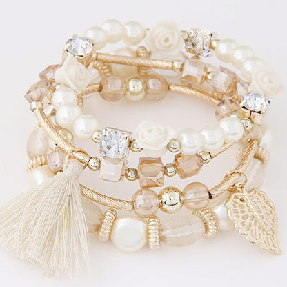 Fashion Flower Alloy Pearl Artificial Gemstones Women's Bracelets 1 Piece