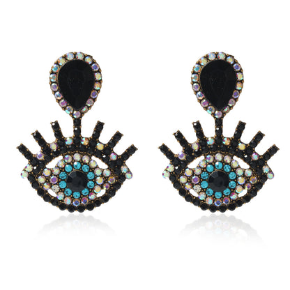 Fashion Devil's Eye Alloy Inlay Rhinestones Women's Drop Earrings 1 Pair