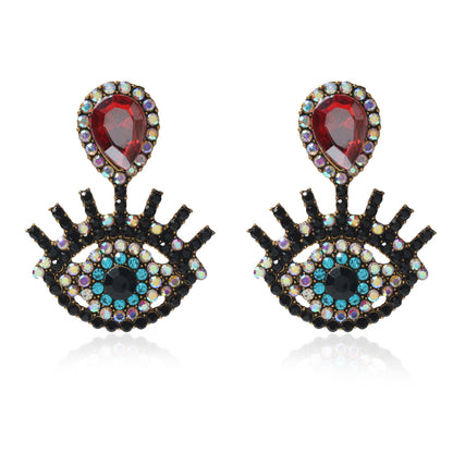 Fashion Devil's Eye Alloy Inlay Rhinestones Women's Drop Earrings 1 Pair