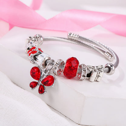 Fashion Animal Butterfly Metal Plating Rhinestones Women's Bangle 1 Piece